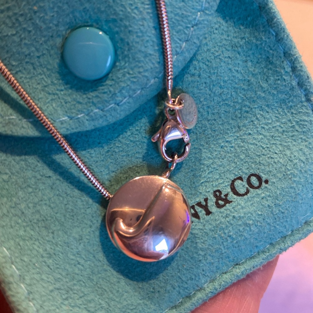 Tiffany & Co. 16” snake chain with initial J pendant